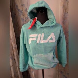 NWT Fila Mint Green Glitter  pocket Sweatshirt HOODIE SM
